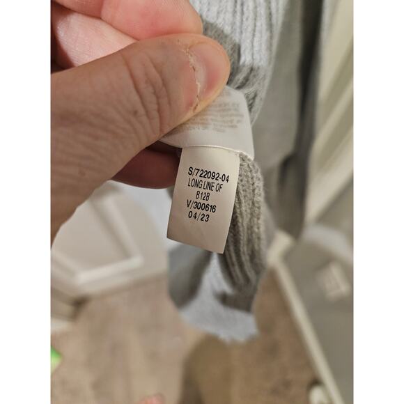 Old Navy Open Front Long Cardigan Sweater Gray L NWT Textured Knit Pockets - Picture 6 of 8